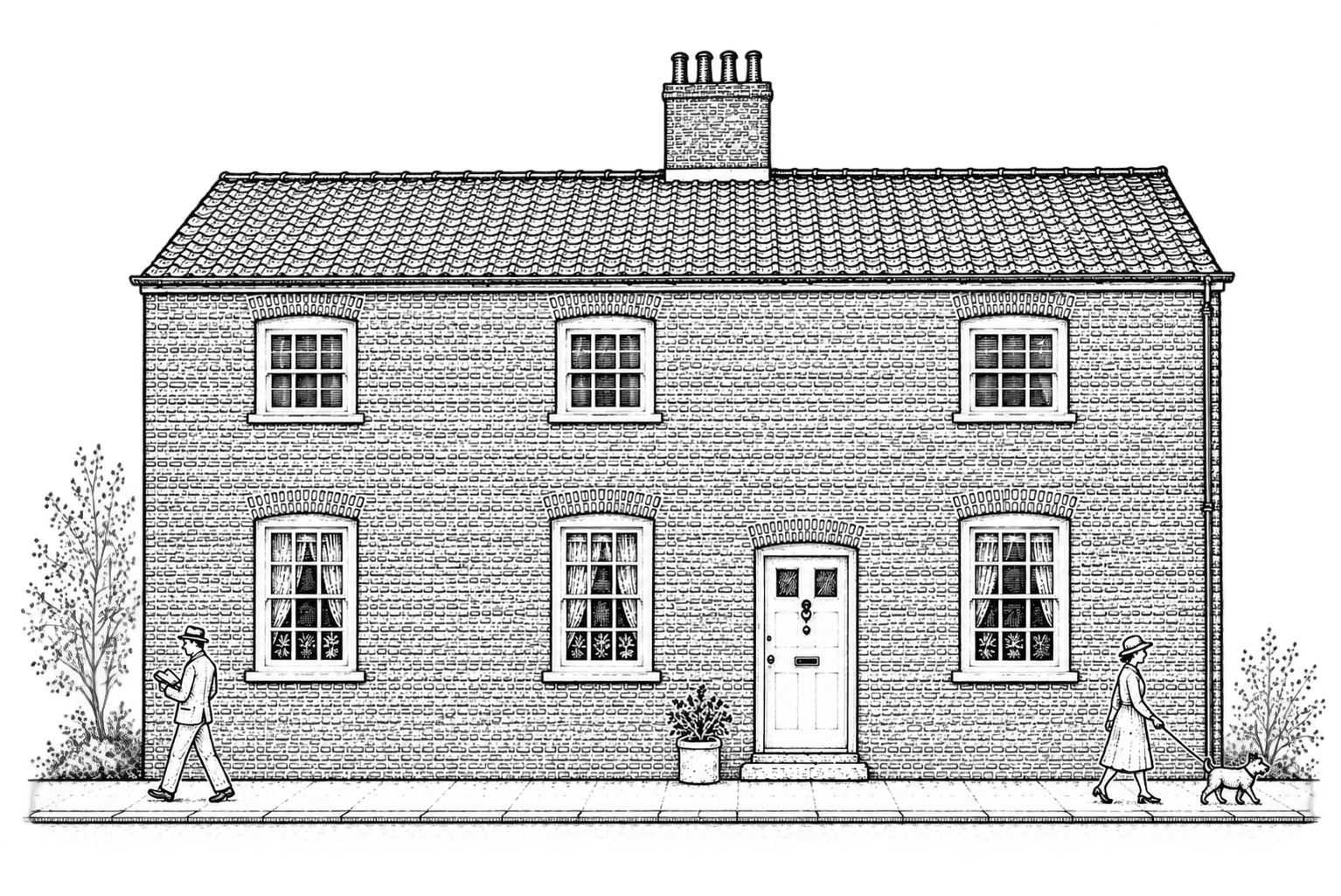 An ink drawing of Crownleigh House